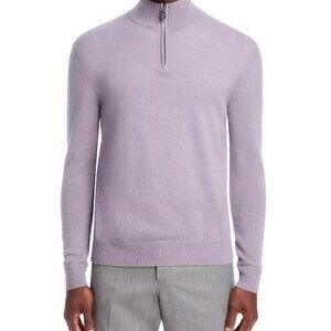 Bloomingdale's Men's Light Purple 1/4 Zip Cashmere Sweater- Large -New with Tags